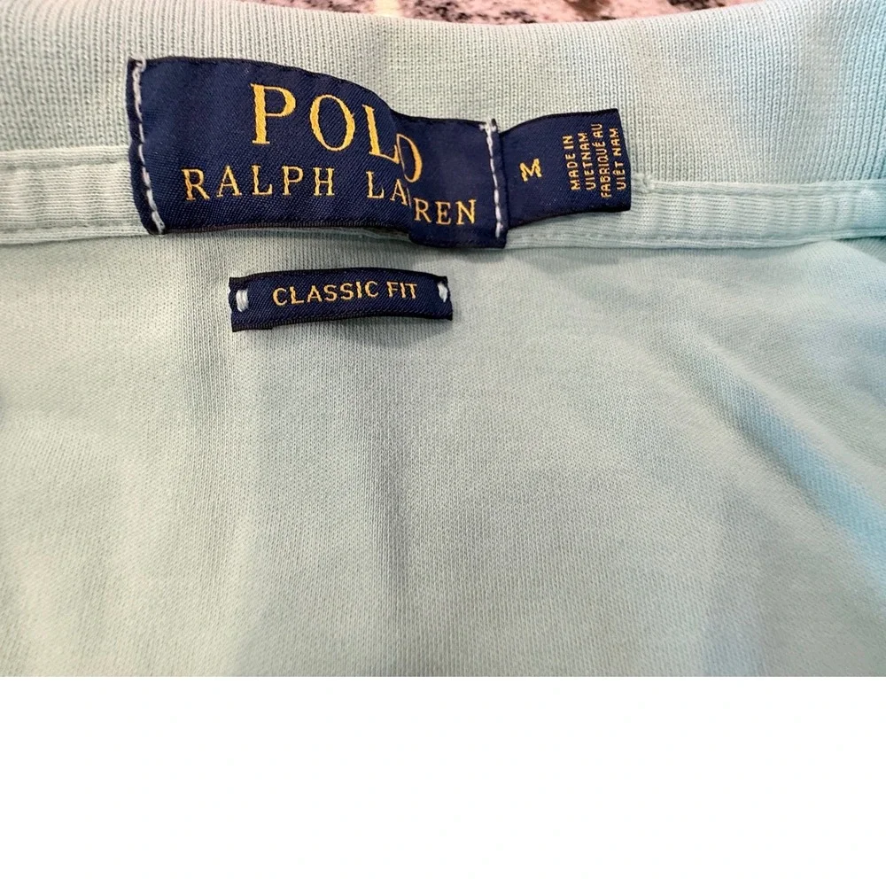 Polo Ralph Lauren Mens Classic Fit Cotton Mesh Polo Shirt Mint‎ Green Size M